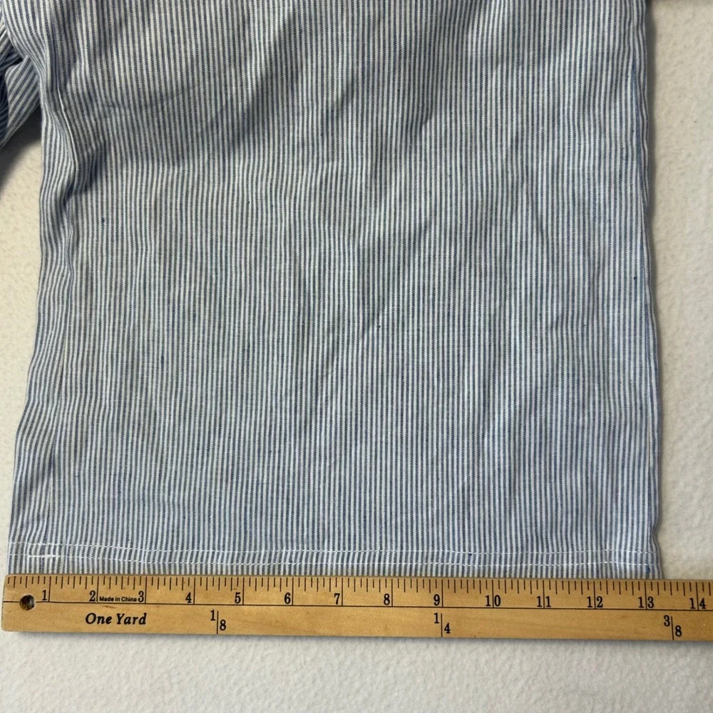 Banana Republic Washable Stretch Linen Wide-Leg Pants Womens 14 Stripe Lagenlook